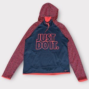 Nike Sweatshirt Womens Medium Black Red Hoodie Therma Fit Logo Activ Gym sz M